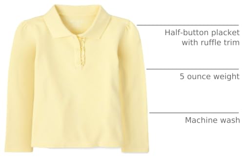 Image of The Children's Place Girls' Uniform Long Sleeve Ruffle Pique Polo
