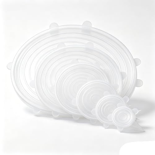 6 pcs Silicone Stretch lids set(6 Sizes,white)