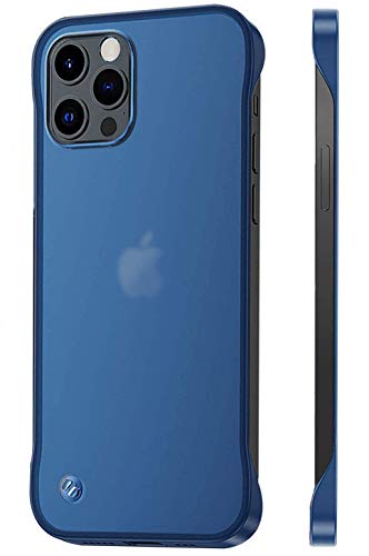 Image of EGOTUDE Ultra Slim Frameless Matte Hard Thin Back Cover Case for iPhone 12 & iPhone 12 Pro (Polycarbonate, Blue)
