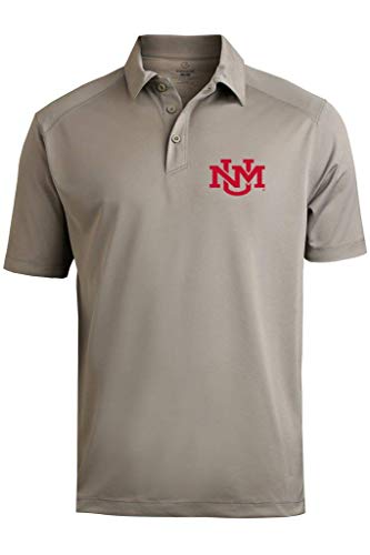 Sport Your Gear New Mexico Lobos Men's Prime Athletic Logo Micro Pique Polo with Self Collar (New Mexico Sport Gray, X-Large)