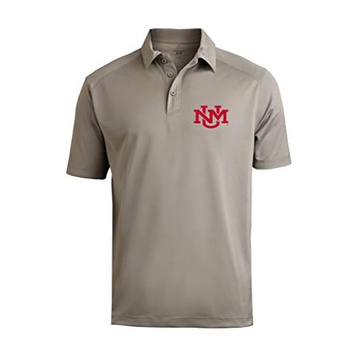 Sport Your Gear Camisa polo masculina NCAA Prime Athletic Logo Micro Pique com gola própria, New Mexico Sport Gray, XG