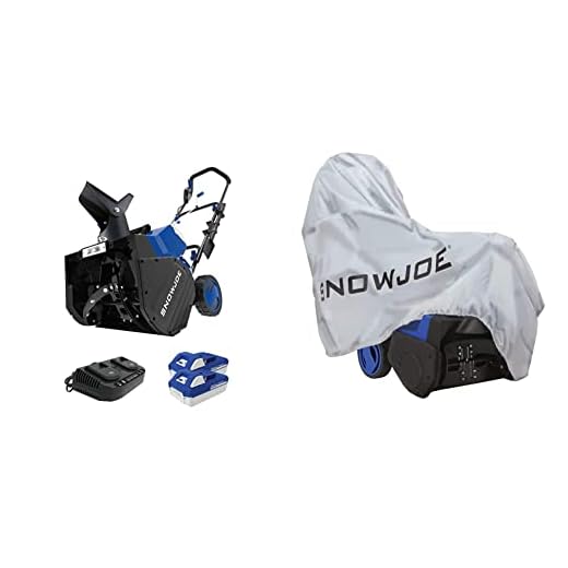 Snow Joe 24V-X2-SB18 18-Inch 48-Volt 4-Ah Cordless Snow Blower, (2x4.0AH) & SJCVR-21 Cover
