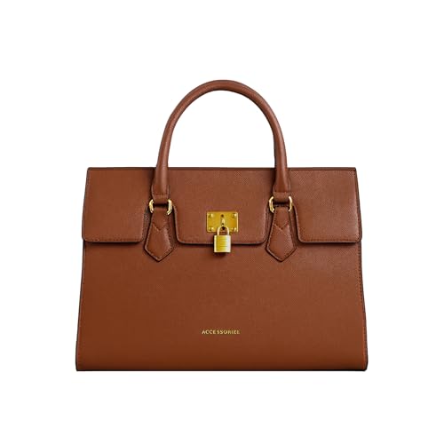 Image of Accessorize London Women's Brown Empress Handheld Structured Top Handle | Premium Handbag