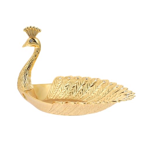 KICHOUSE Peacock Fruit Dish Rhinestone-bordered Desktop Storage for Kitchen Living