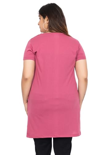Image of Women Printed Cotton Tshirt with Side Slits & Pocket