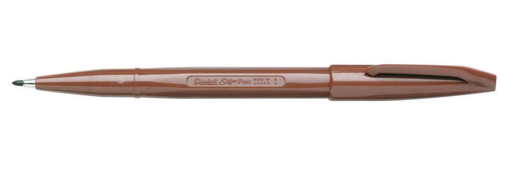 Pentel Sign Pen Fiber-Tipped Pen, Brown Ink, Box of 12 (S520-E)