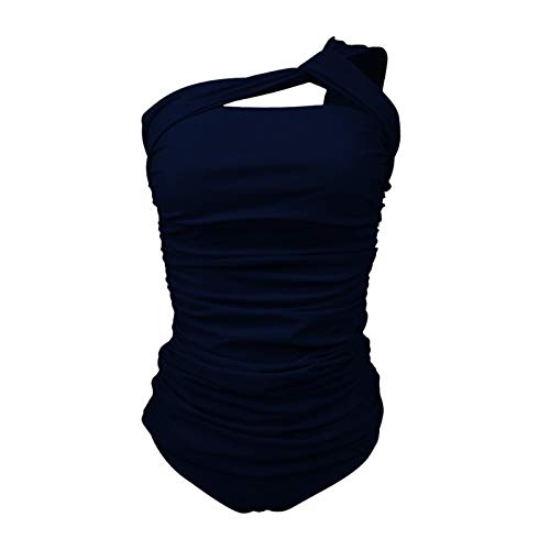 Roupa de banho feminina de um ombro só, maiô de duas peças, push-up feminino, plus size, traje de ba