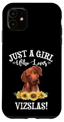 Funny Sunflowers Womens Just Girl Who Loves Vizsla Dog Lover �X�}�z�P�[�X iPhone 11 �p