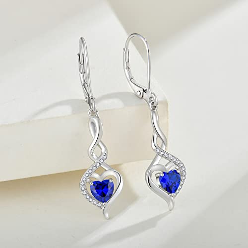 Starchenie Infinity Heart Earrings Sterling Silver Twisted Leverback Earring Gemstones Jewelry for Women4