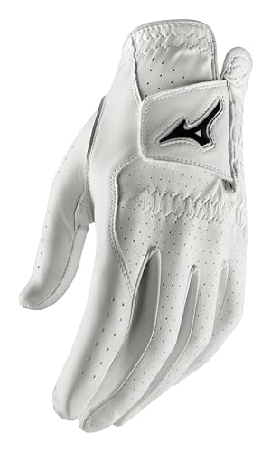 Mizuno Mens Pro Leather Golf Glove, Left Hand White/Black, Medium