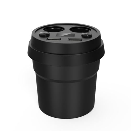 Cargador de coche portavasos COMPUKAS negro con doble USB y dos tomas