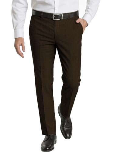 Men's Classic Fit Dress Pants Tweed Herringbone Suit Trousers
