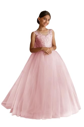 Tulle Flower Girl Dresses for Wedding Kids Lace Appliques Princess Pageant Dress Bow-Knot Birthday Prom Ball Gowns2
