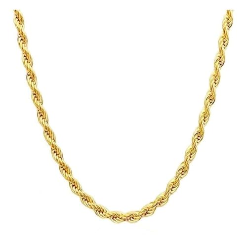14K Yellow Solid Gold 1.5mm、2mm、3.2mm and 4.2mm Twisted Rope Chain Necklace, Ideal Gift for Women And Men(Lengths from 16 to 36 Inches) (2mm,16。inch)