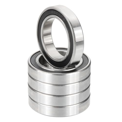 PATIKIL 6906-2RS Deep Groove Ball Bearing 30mm x 47mm x 9mm, 4 Pack Double Rubber Sealed Miniature Bearings for Electric Motor Industrial Machine, Black&Silver