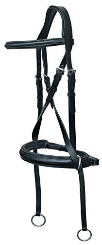 CHALLENGER Horse English Black Leather Padded Bitless Training Bridle Reins 805EB08BK