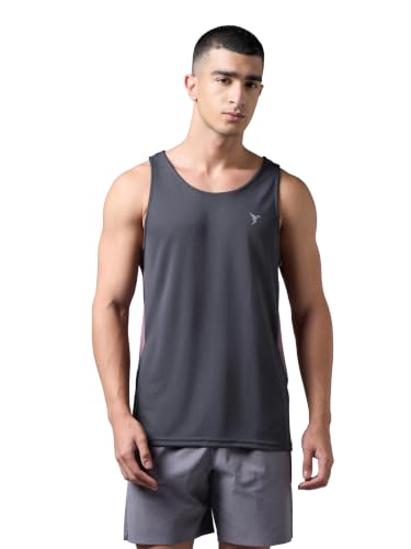 Image of TECHNOSPORT Men's Solid Slim Fit Scoop Neck Sports Innerwear Vest with TECHNOCOOL+ Quick Dry Anti Odour Anti Microbial 2 Way Stretch Soft & Smooth Activewear