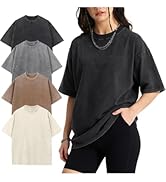 Yimoon Oversized Tshirts for Women Acid Wash Cotton Tee Shirts Baggy Boyfriend Vintage Streetwear...