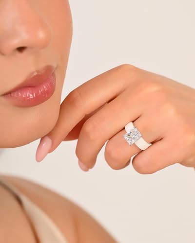 Rinfit Silicone Ring with Stone, Emerald Cut CZ - Wht/Sil, Size 6 - image 2