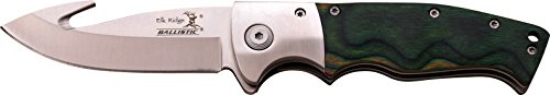 Elk Ridge Navaja Hunter Acero Inoxidable Verde Fortalecer Mango de Madera, Longitud Cerrado cm: 11,43, elkr de 1282