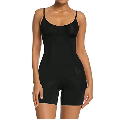 SHAPERX Women Body Shaper Tummy Control Seamless Shapewear Open Bust Mid-Thigh Bodysuit Shorts