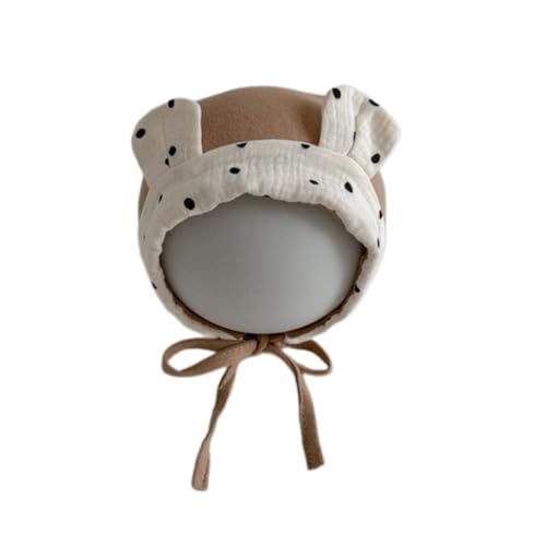 ffgguuiic Baby Bonnet Hat with Earflaps for Boys Girls,Spring Autumn Infant Cotton Fetal Caps with Fashionable Decors Khaki