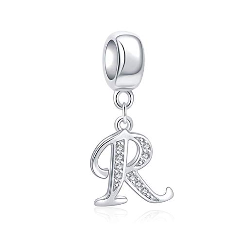 Letter R Charm Sterling Silver 925 Initial A-z Alphabet Beads Name Charm for Pandora Bracelet Charms