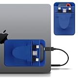 Lacdo Tragbare Festplattenhülle für Laptop 2-Pocket-Stick-on-Pouch mit Wiederverwendbarem Klebstoff, für San Disk, Samsung, Tragbare Externe Solid-State-Laufwerk SSD-Festplatten-Tragetasche, Blau