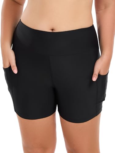 Ocean Blues Women's 5" Plus Size High Waisted Swim Shorts with Pockets Board Shorts3