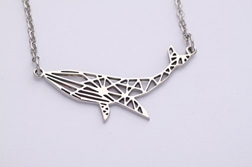 Steel Color Geometric Whale Necklace Hollow Origami Necklace (Steel Color)2