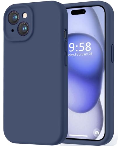 Image of LOVE 3000 Compatible with iPhone 15 Case, [Smooth Silicone Full Coverage Camera] [8ft Drop Protection], Soft Microfiber Lining Full Body Protective Case for iPhone 15 6.1 inch - Navy Blue
