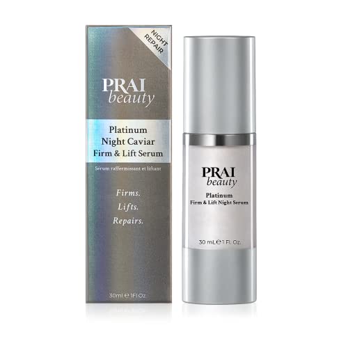 PRAI BEAUTY Platinum Night Caviar Firm & Lift Serum - Firm & Lift Night Serum with Anti-gravity Technology, Skin-lifting peptides, Natural Plant oils & precious Platinum for smoother, tauter skin 30ml - Image 3
