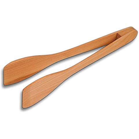 3X HOFMEISTER® Salatzange aus geöltem Kirsch-Holz, 30 cm, Servierzange aus Europa, Salat & Antipasti sicher greifen mit dem Holzbesteck, stabile Holz-Zange, langlebiges Salatbesteck Cover