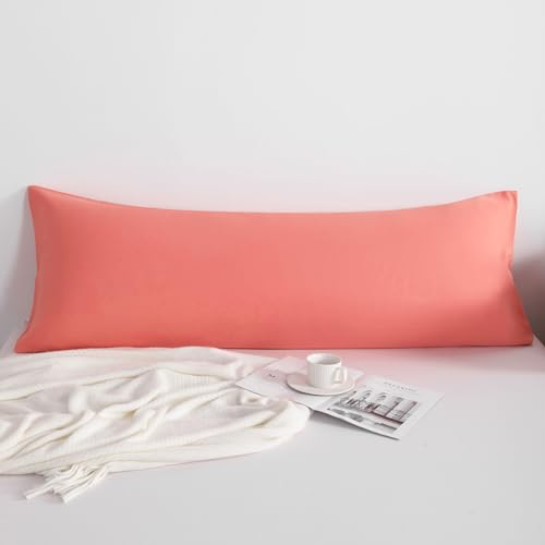 FLXXIE Body Pillow Cover - Super Soft Microfiber 20x54 Body Pillow Case - Envelope Closure, Wrinkle, Stain Resistant Coral Body Pillow Cover, 20x54, Coral