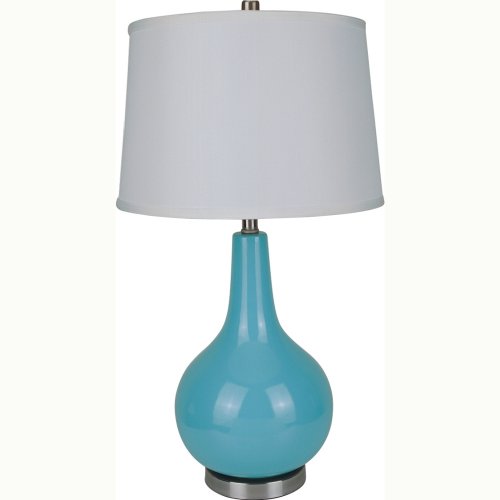 ORE International 6202BL Ceramic Table Lamp, 16.0" x 16.0" x 28.0", Blue