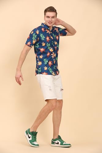 Image of Mens Printed Casual Shirts Short Sleeves Button Down Tropical Shirts