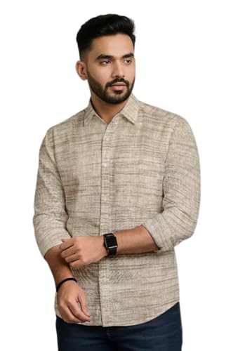 Image of Men's Pure Khaadi Cotton Regular Fit Full Sleeves Striped Casual Shirt | Handloom Shirt for Office & Casual Wear