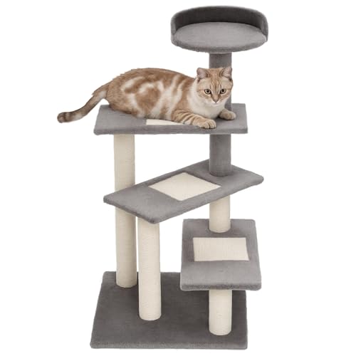 Torre para gatos PawHut 40" 5 niveles gris miniatura 1
