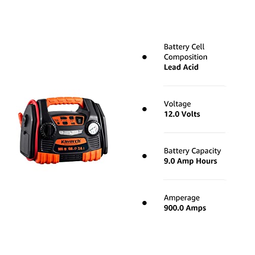 Kinverch Jump Starter 900 Peak 9Ah Portable Car Jump Starter With Air Compressor/Tire Inflator &Usb Port/12V Power Ports #TOP6