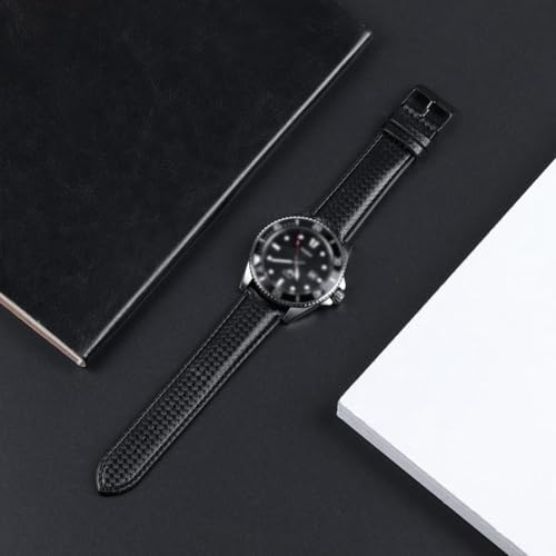 Bracelet montre interchangeable à libération rapide en cuir bovin carbone - 5