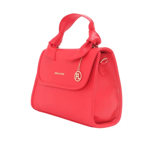 Sac à main en cuir synthétique rouge avec sangle amovible et poignée pour femme