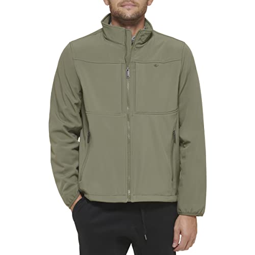 Dockers Men's Clean Zip-Up Softshell Jacket, Olive, Large - image 1