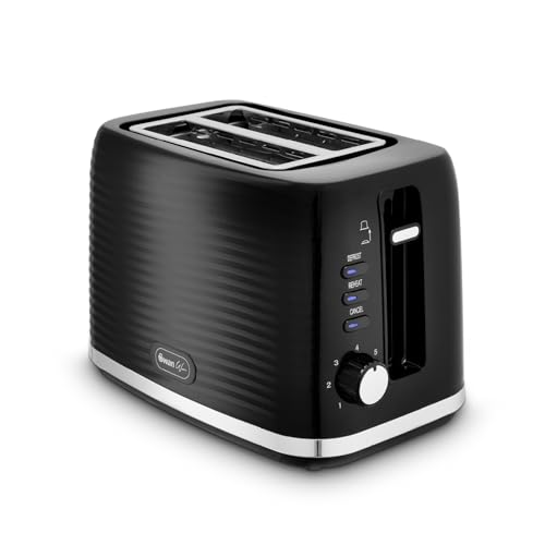 Swan ST19034BLK Wave 2-Slice Toaster, 7 Browning Levels, Defrost, Cancel & Reheat Functions, Removable Crumb Tray, Hidden Cord Storage, Non-Slip Feet, Black