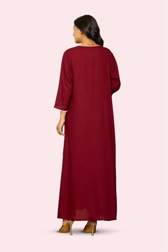 Image of NIHSAMAH Viscose Nighty for Women, Embroidered & Printed Stylish Night Gown, Long Sleeve Comfortable Sleepwear Long Nightwear, Maxi