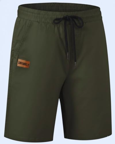 Image of Men's Cotton Casual Shorts |Knee Length Regular Fit Half Pant for Men| Elastic Waist with Drawstring | Regular Fit Shorts | Bermuda Shorts for Men | Lightweight Perfect for Workout, Beach & Summer