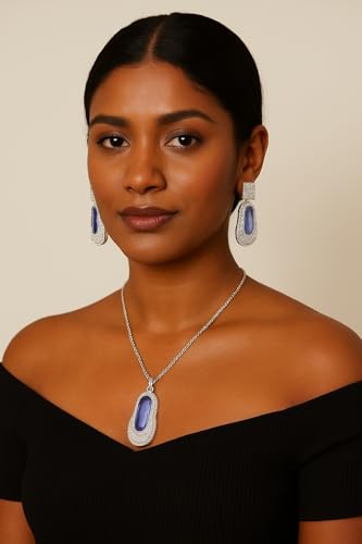 Image of Touchstone Indian Colorful Delicate Desire Traditional Exclusive Designer Jewellery Pendant Sets for Women