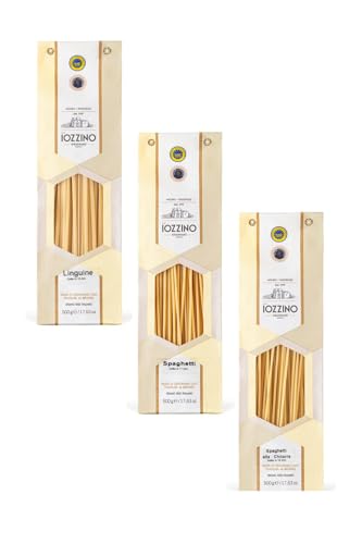 Pastificio F.lli Iozzino - Pasta di Gragnano IGP - Selezione formati Pasta Lunga 3Kg (6x500gr) | 1 Kg linguine + 1 Kg spaghetti di Gragnano + 1 Kg spaghetti alla chitarra |