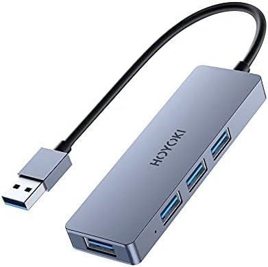 USB Hub for Laptop HOYOKI USB 3.0 Hub ,Portable Aluminum Data USB Splitter  with SuperSpeed 5Gbps Ultra-Slim USB Port Expander for MacBook Pro/Air, Dell, Chromebook 4