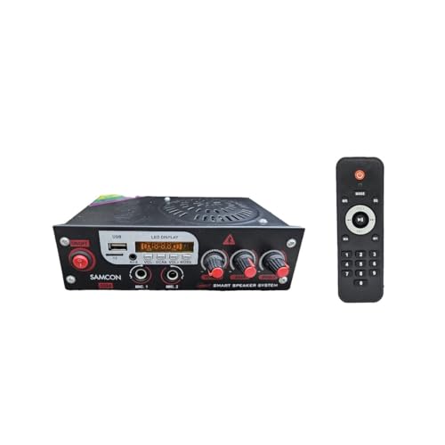 Image of BNT Samcon Stereo Amplifier with Bluetooth, Dual Mic Input, USB, SD Card, FM Radio, Remote Control, in-bullt Speaker, 20W+20W
