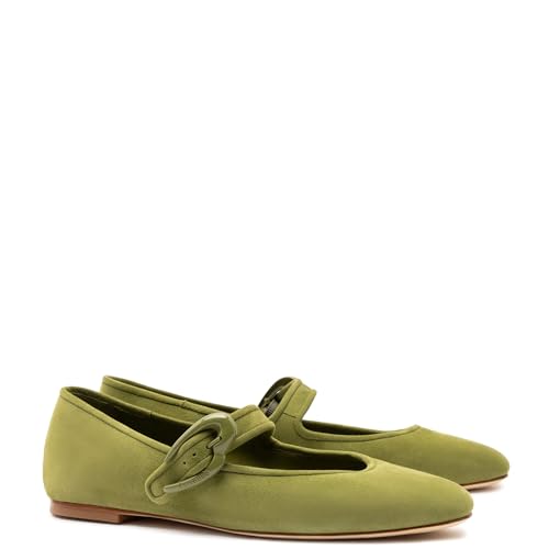 Verona Ballet Flat In Seaweed Suede2